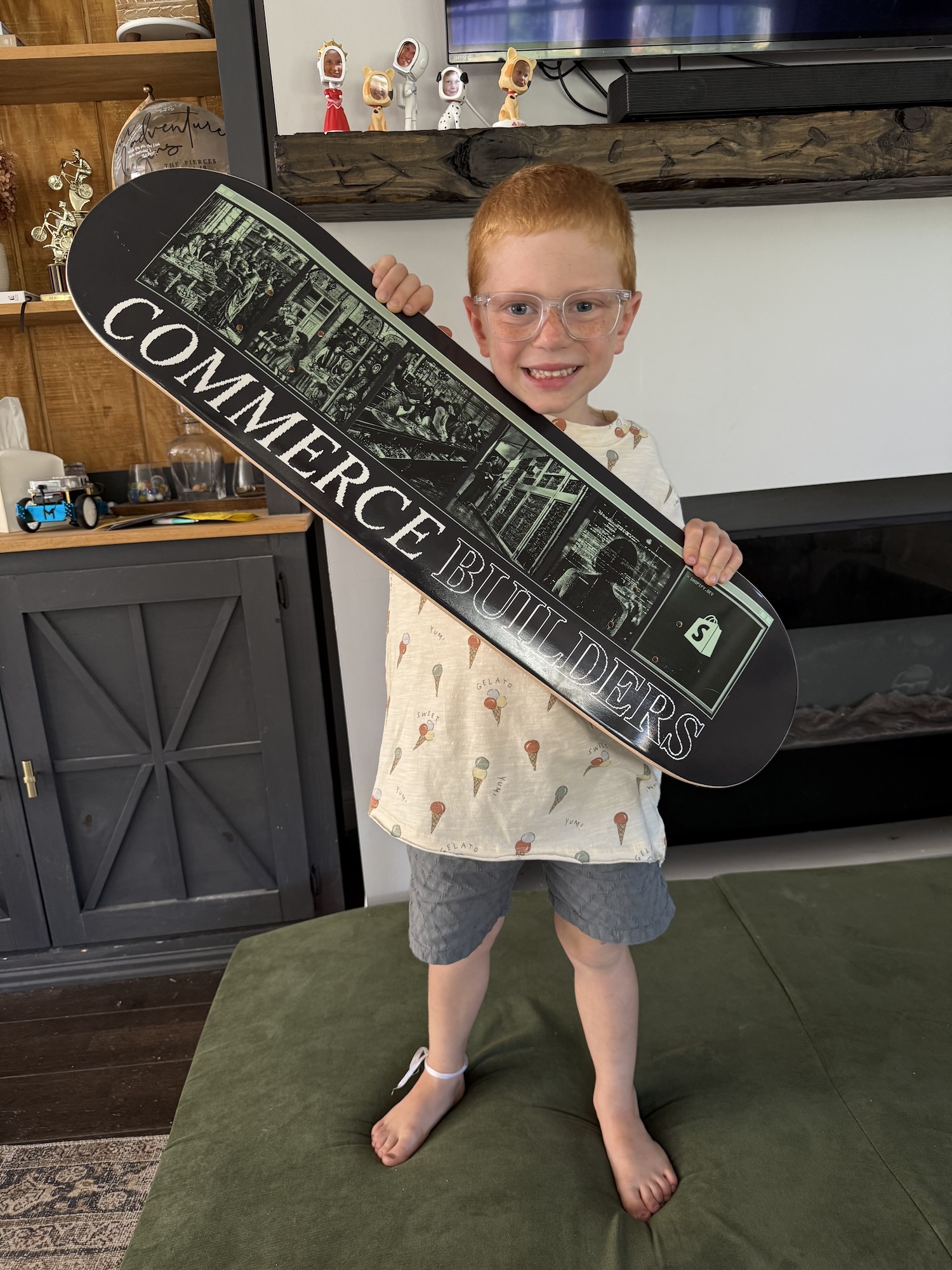 Weston holding the skateboard
