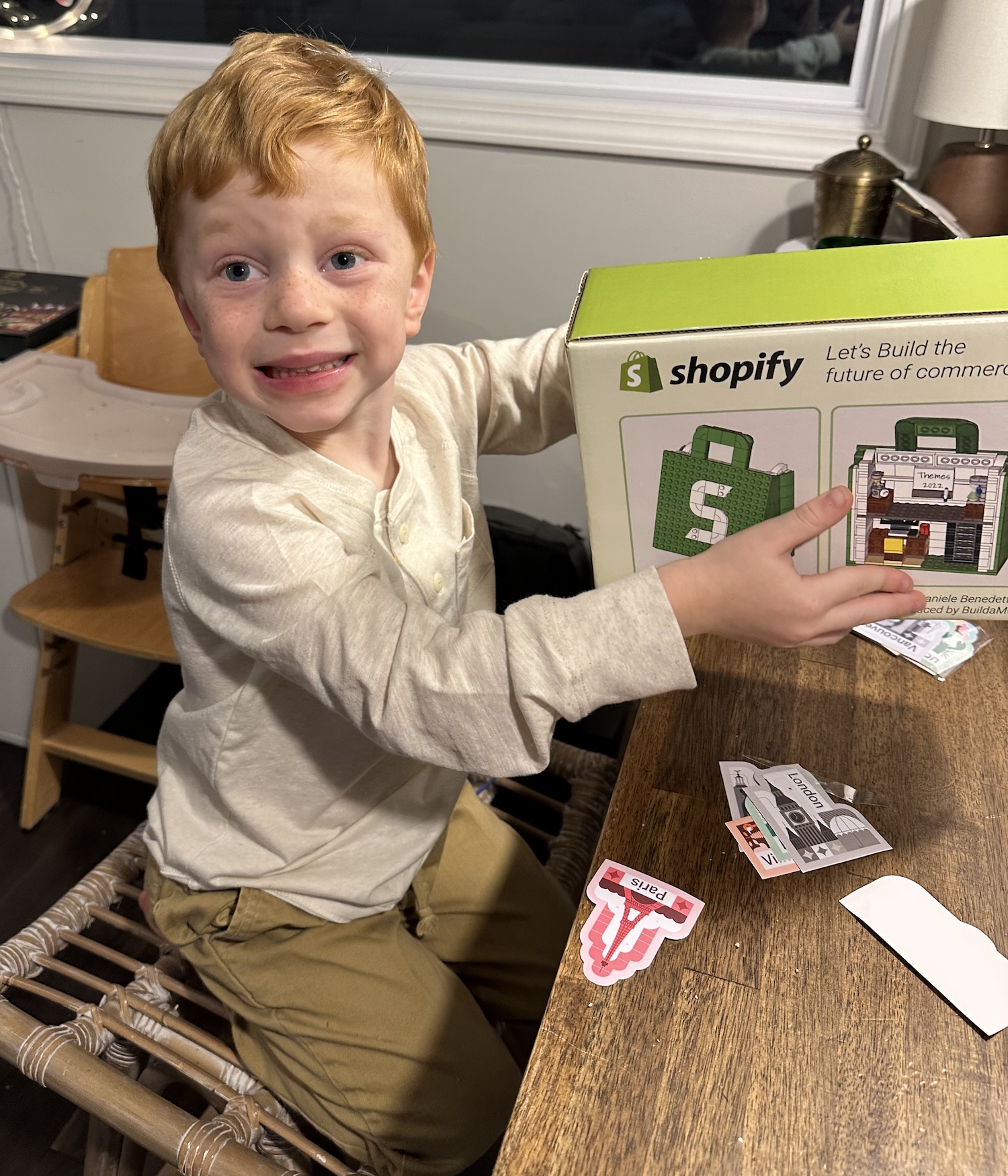 Weston getting the SHopify lego set
