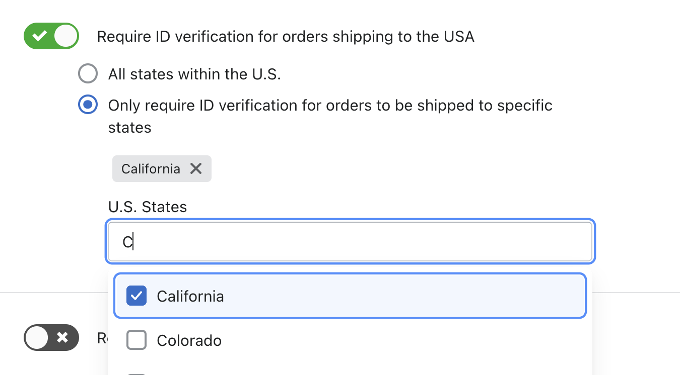 Configuring ID verification triggers for California orders