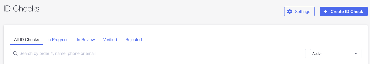 Viewing the ID checks dashboard filters and controls