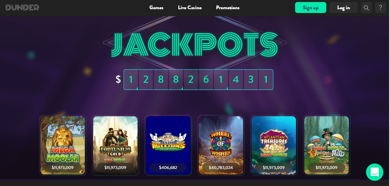 Dunder casino home page jackpots