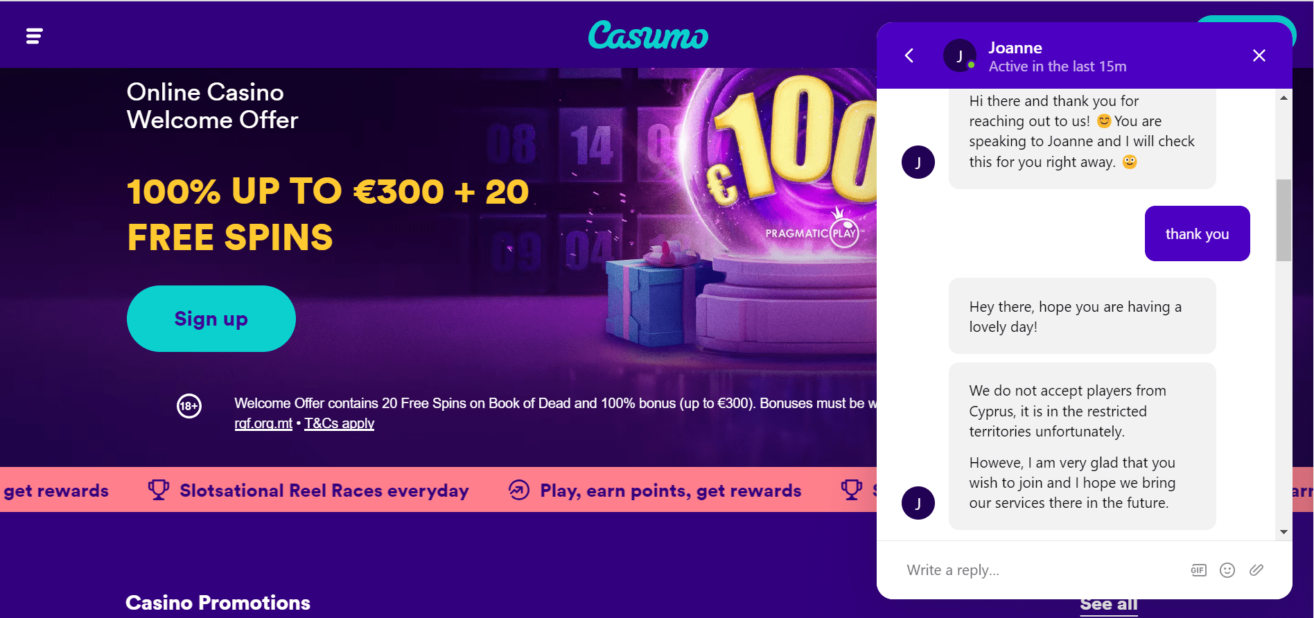 casumo casino customer support