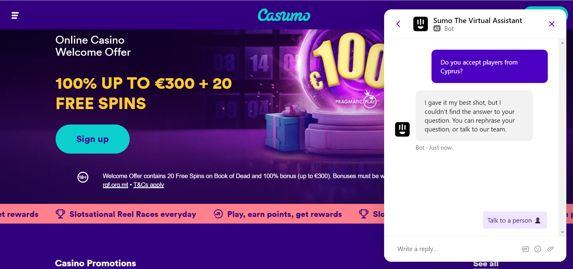 casumo casino customer support