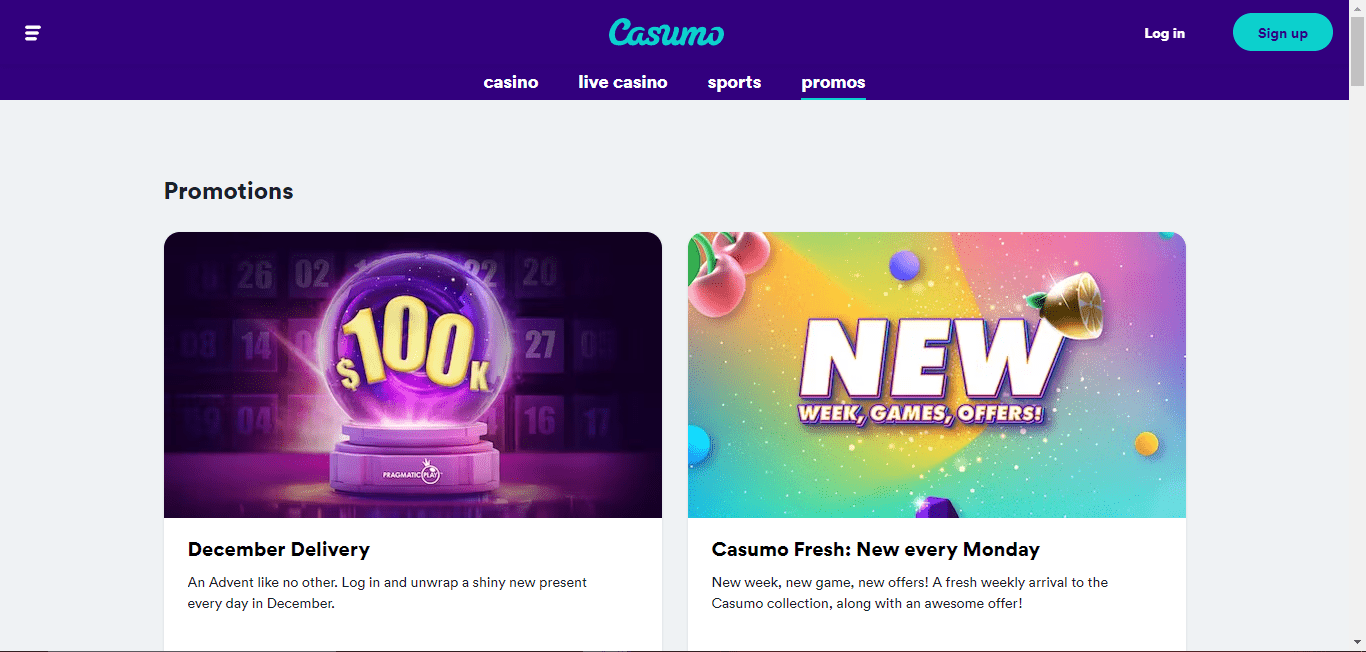 Casumo casino home page promotions