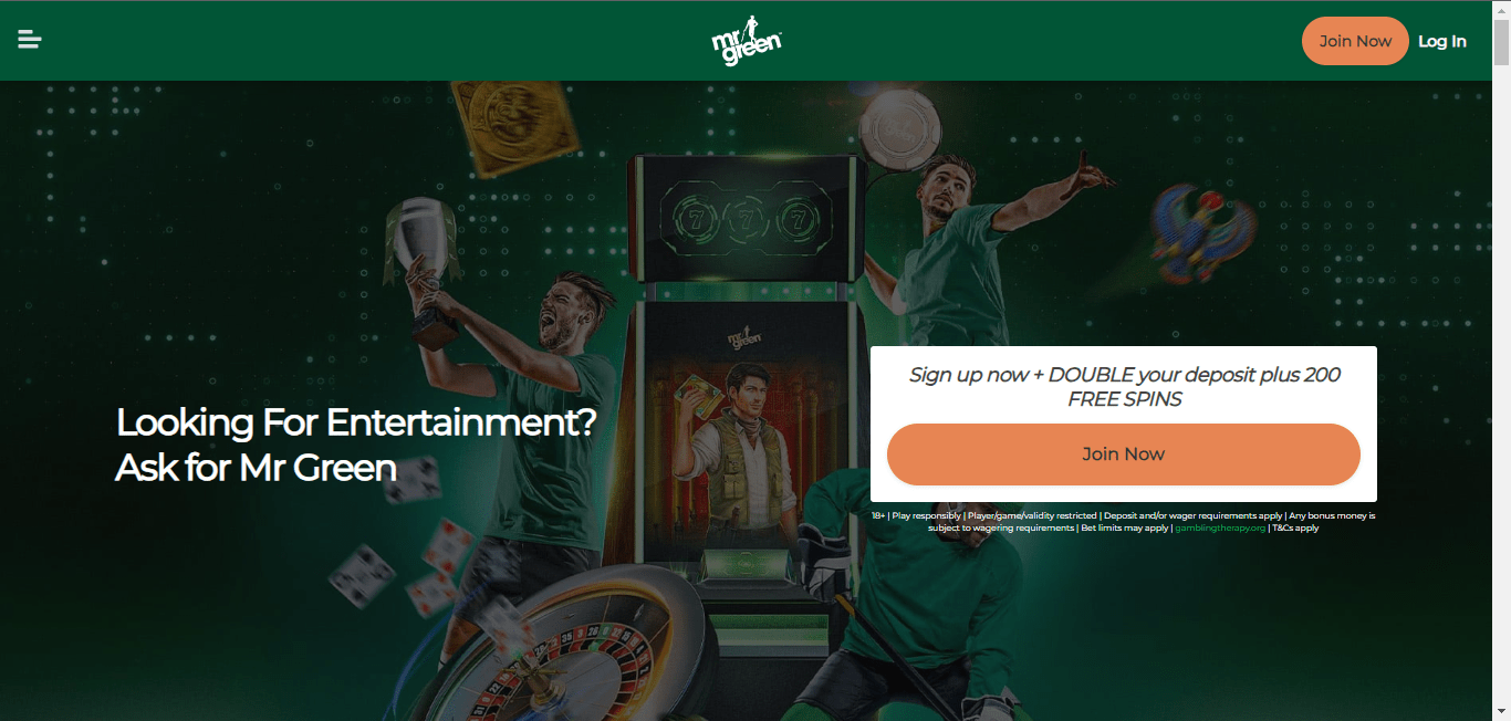 mr green casino landing page