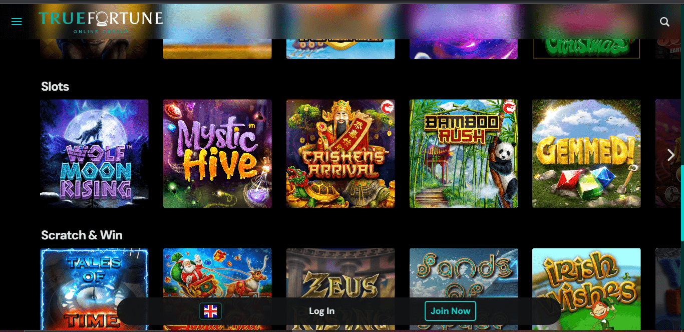 truefortune casino game selection