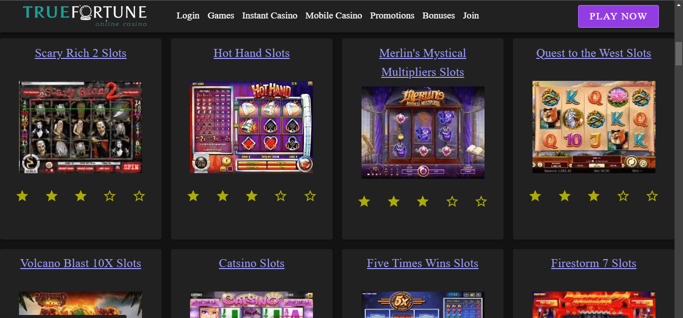 Truefortune Casino homepage slots