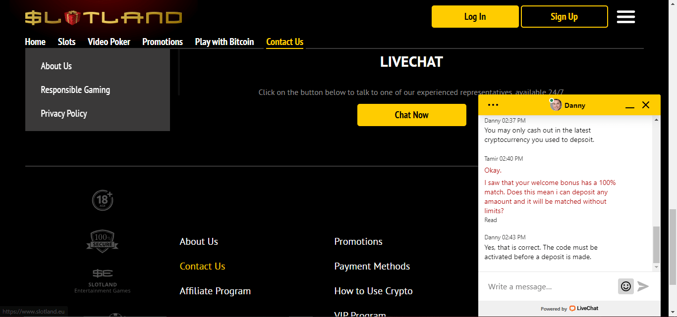 slotland casino customer support