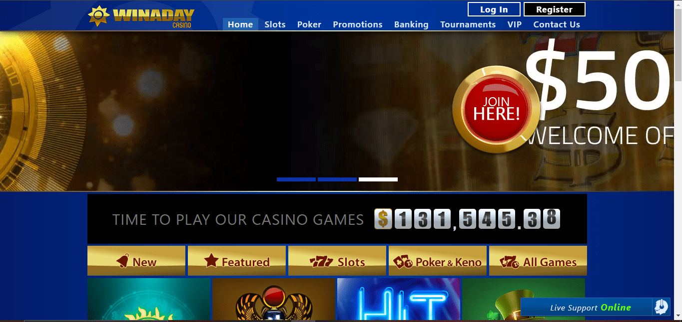 winaday casino landing page
