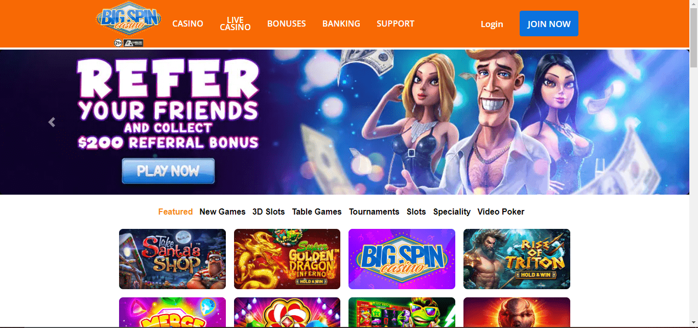 Bigspin casino landing page