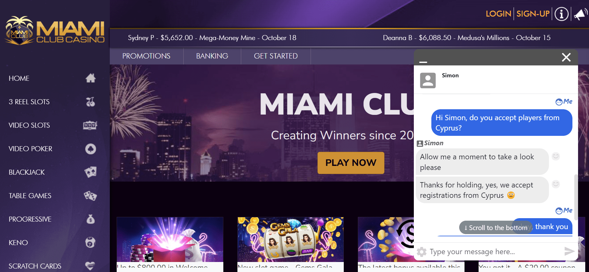 miami club casino customer support