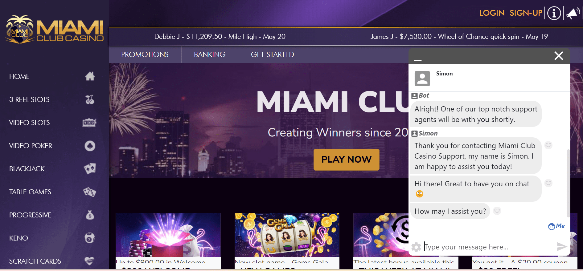 miami club casino customer support