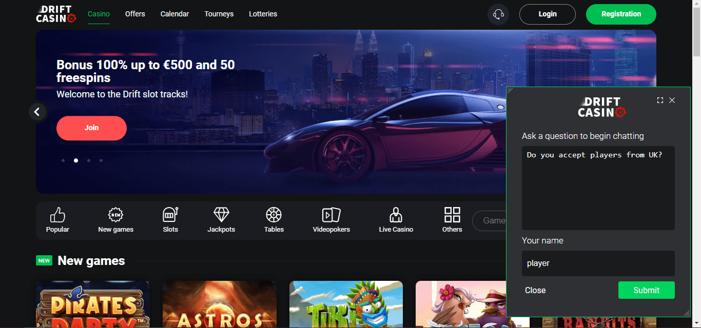 Drift casino customer support
