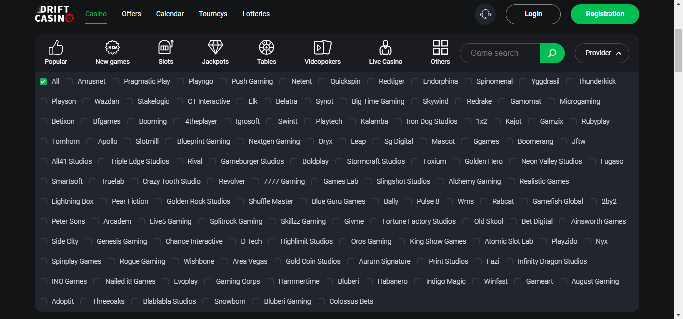 Drift casino game providers