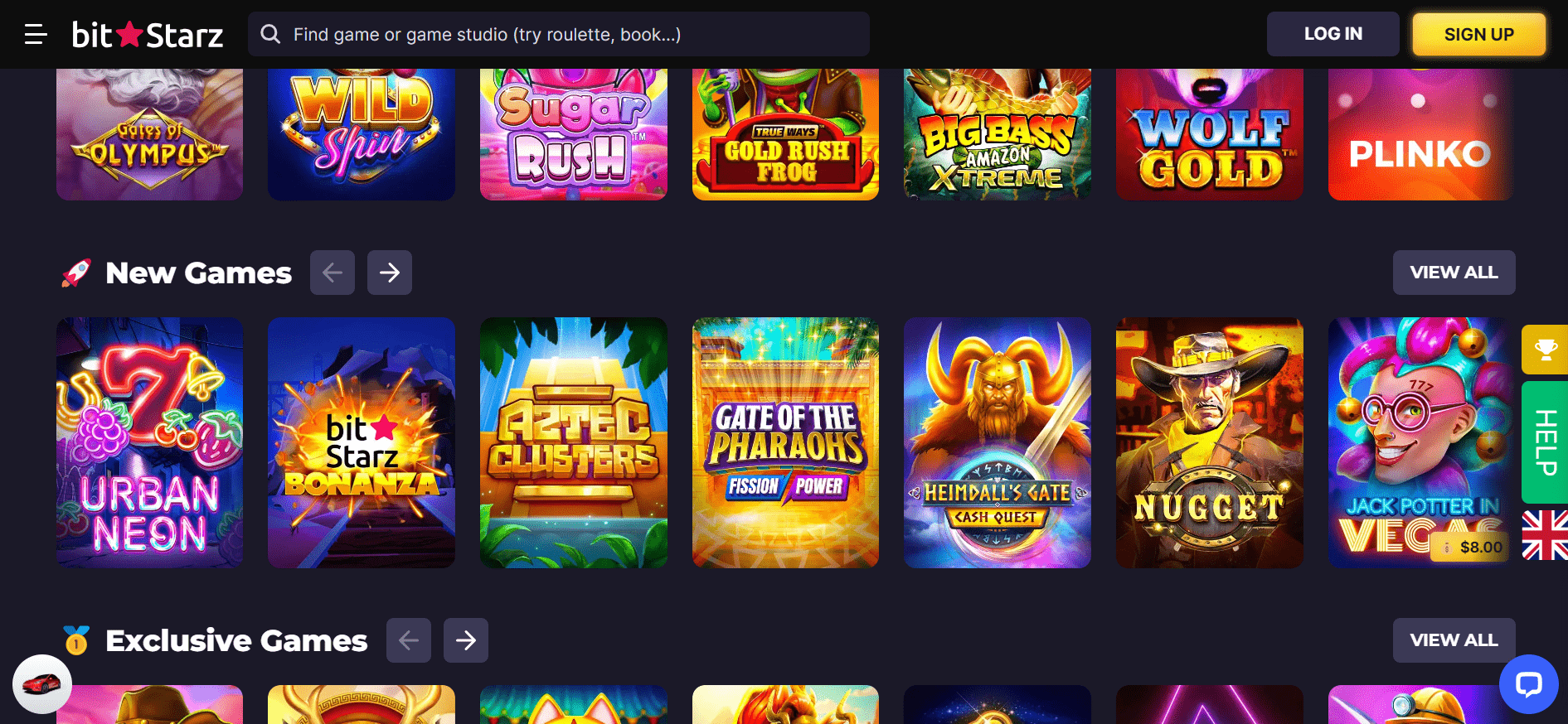 Bitstarz casino homepage game selection