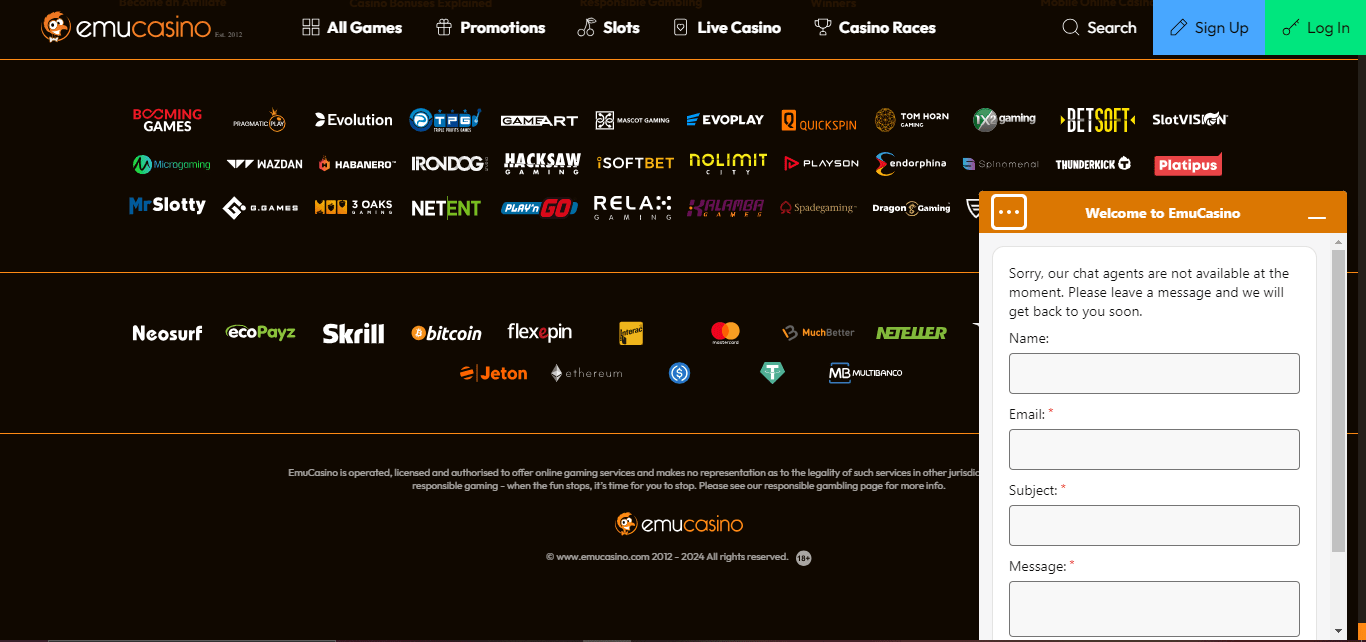 Emu casino query box