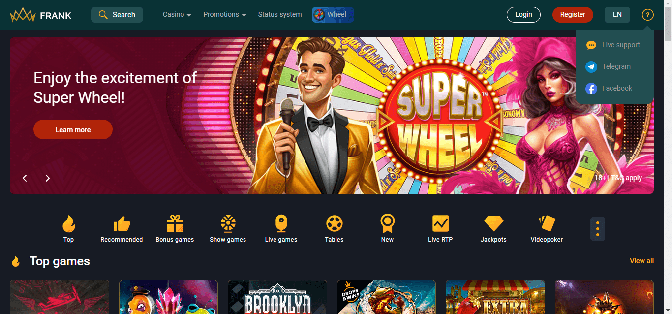 Frank casino customer support navigation