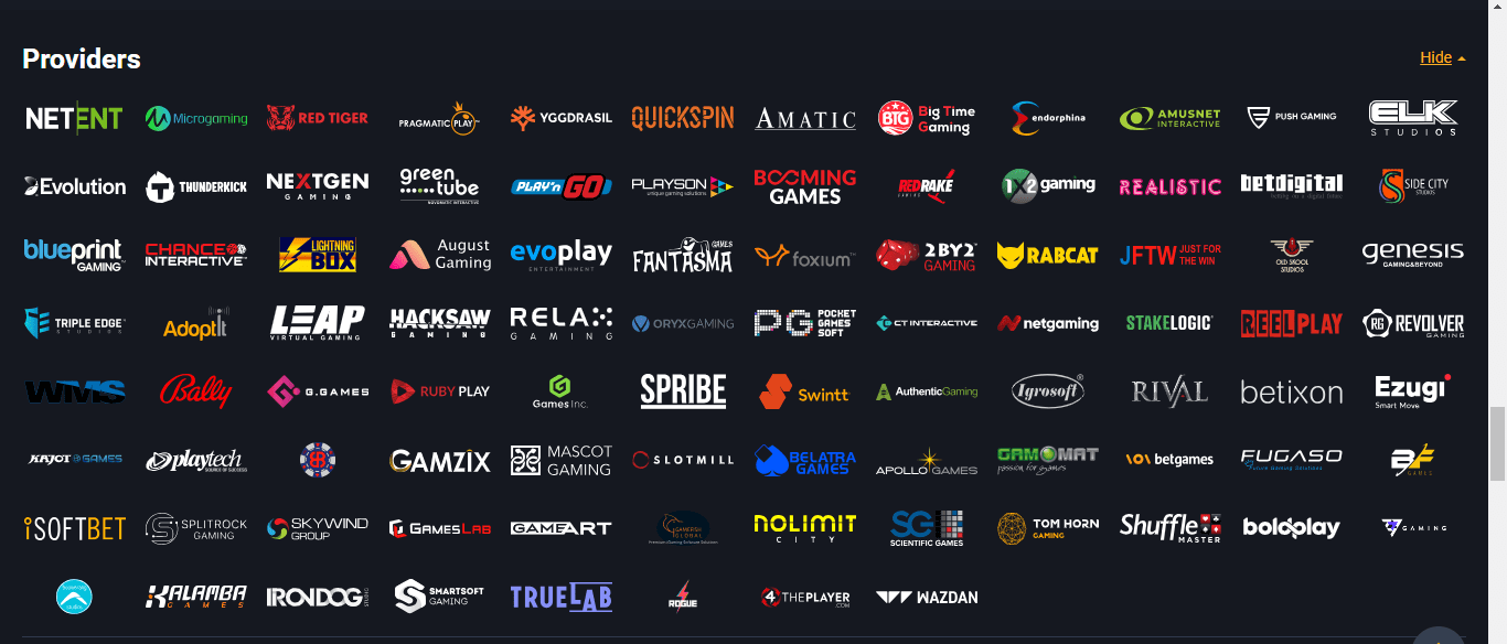 Frank casino game providers