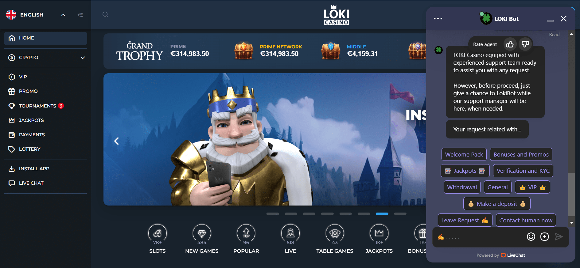 Loki casino customer support