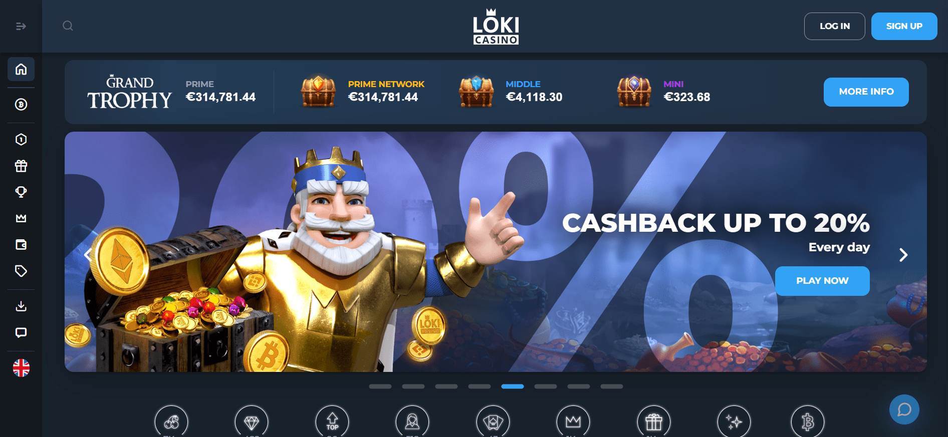 Loki Casino Landing Page