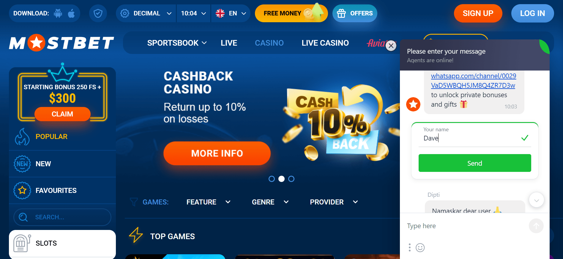 MostBet casino customer support