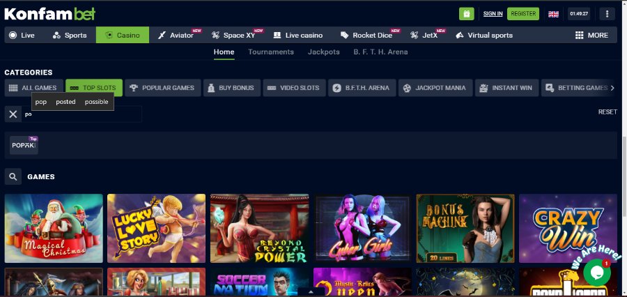 KonfamBet Casino Game Search