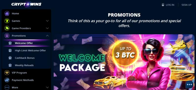 CryptoWins casino promotions