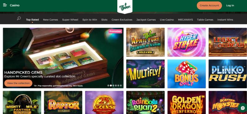 mr green casino game selection