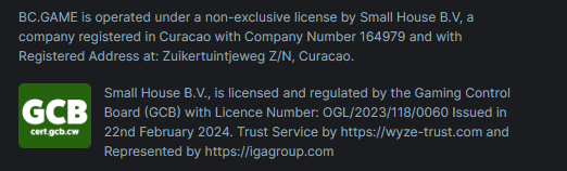 BC.game casino licensing