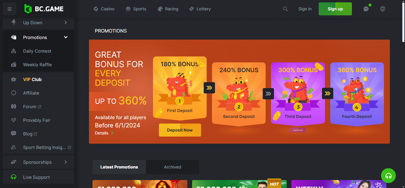 BC.game casino promotions