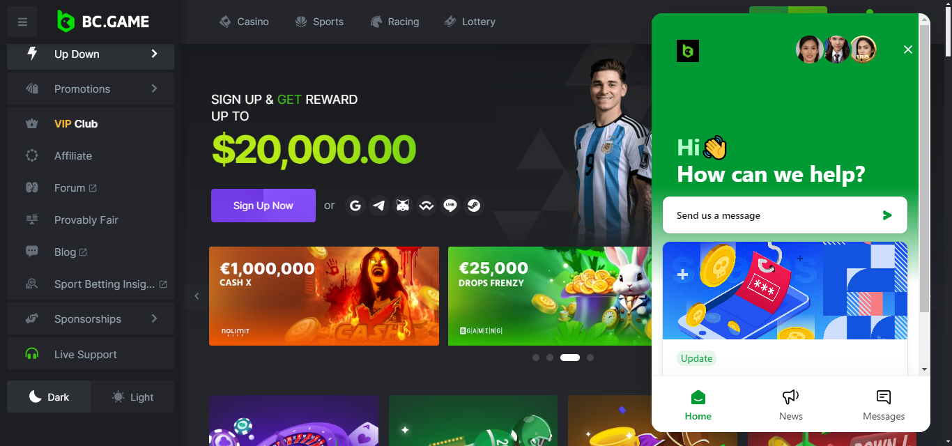 BC.game casino live chat