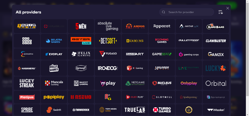Playfina casino game providers