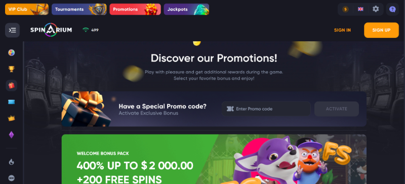 Spinarium casino promotions