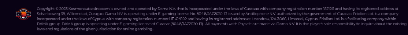 Kosmonaut Casino licensing