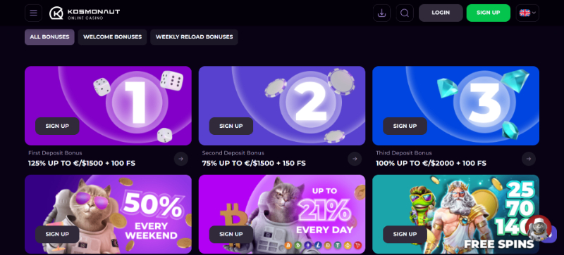 Kosmonaut Casino Promotions