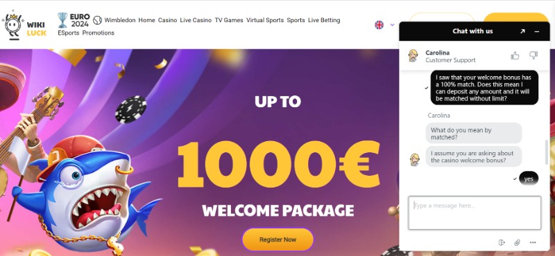 Wikiluck casino live chat