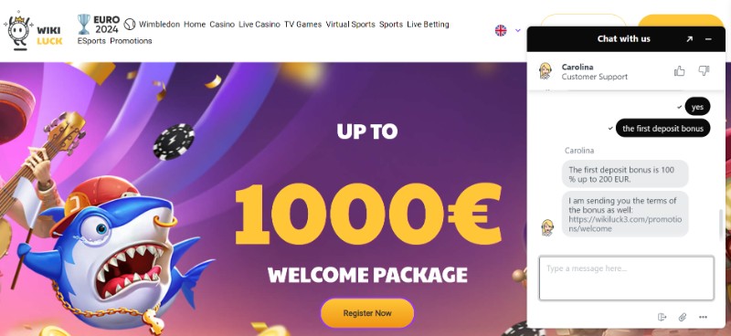 Wikiluck casino live chat