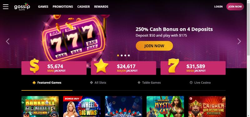 Gossip slots casino landing page