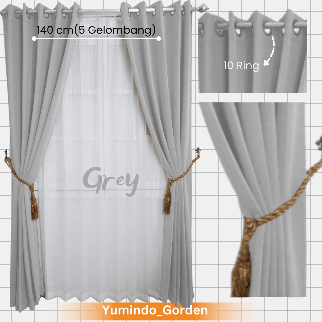 Gambar Gorden Blackout T 250 L 100 Abu Muda Gorden Jendela Polos 5 Gelembung Gordyn Blackout Polos || Grey