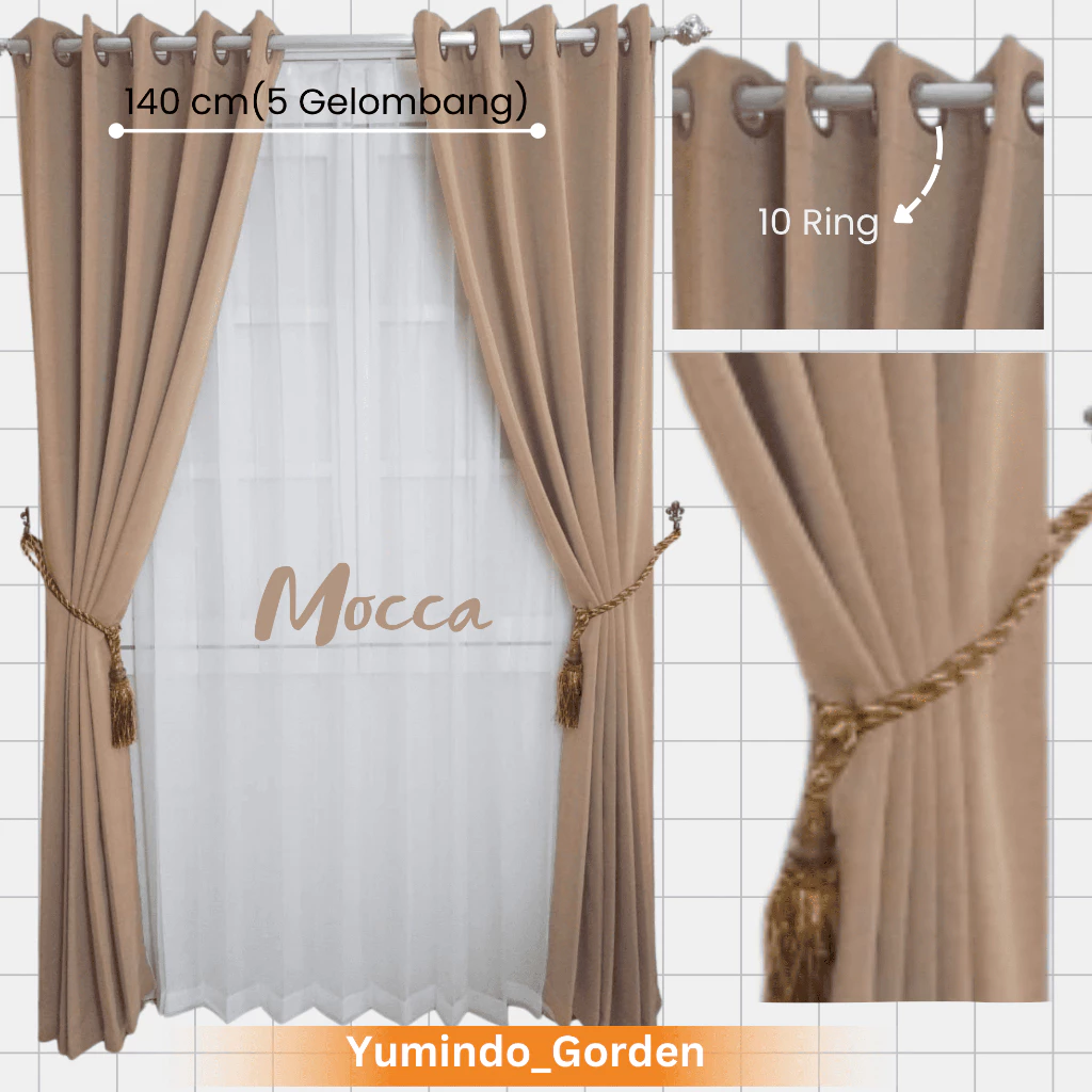  Gorden Blackout T 250 L 100 Coklat Muda Gorden Jendela Polos 5 Gelembung Gordyn Blackout Polos || Mocca
