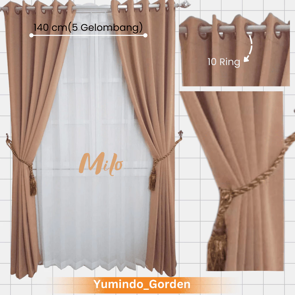 Gambar Gorden Blackout T 250 L 100 Coklat Tua Gorden Jendela Polos 5 Gelembung Gordyn Blackout Polos || Milo