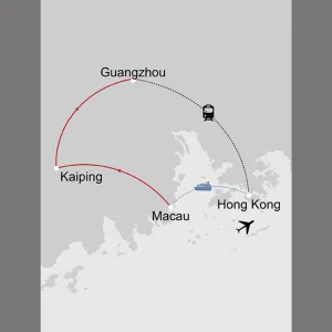 Best of Greater Bay ab Hong Kong: _Karte-china-greater-bay-highlights_copyright: Stepmap, 123map-2013 Daten: OpenStreetMap, Lizenz ODbL 1.0