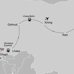 China mit Tibet & Nepal ab Peking: _Karte-china-mit-tibet-und-nepal_copyright: Stepmap, 123map-2013 Daten: OpenStreetMap, Lizenz ODbL 1.0