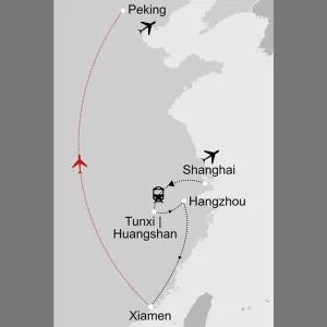 Verborgene Schätze Chinas ab Shanghai: _Karte-china-verborgene-schaetze-chinas_copyright: Stepmap, 123map-2013 Daten: OpenStreetMap, Lizenz ODbL 1.0