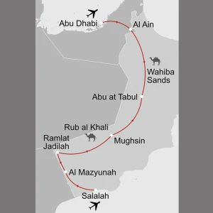 Auf den Spuren der Weihrauchroute ab Salalah: _Karte_grenzenlos-oman-vae-auf-den-spuren-der-weihrauchroute_copyright: Stepmap, 123map-2013 Daten: OpenStreetMap, Lizenz ODbL 1.0