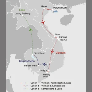 Klassisches Indochina: Kambodscha & Laos ab Phnom Penh: _Karte_grenzenloses-reisen-indochina_copyright: Stepmap, 123map-2013 Daten: OpenStreetMap, Lizenz ODbL 1.0