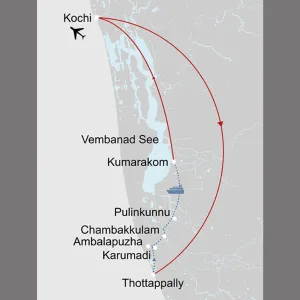 Backwaters Intensiv ab Kerala | Malabarküste | Kochi: _Karte_indien-backaters-intensiv_copyright: Stepmap, 123map-2013 Daten: OpenStreetMap, Lizenz ODbL 1.0