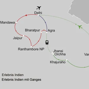 Erlebnis Indien mit Ganges ab Delhi: _Karte_indien-erlebnis-indien-ganges_copyright: Stepmap, 123map-2013 Daten: OpenStreetMap, Lizenz ODbL 1.0