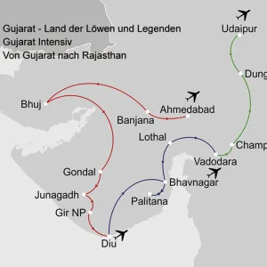Gujarat Intensiv ab Gujarat | Ahmedabad: _Karte_indien-gujarat_copyright: Stepmap, 123map-2013 Daten: OpenStreetMap, Lizenz ODbL 1.0