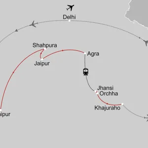 Höhepunkte Indiens ab Delhi: _Karte_indien-hoehepunkte-indiens_copyright: Stepmap, 123map-2013 Daten: OpenStreetMap, Lizenz ODbL 1.0